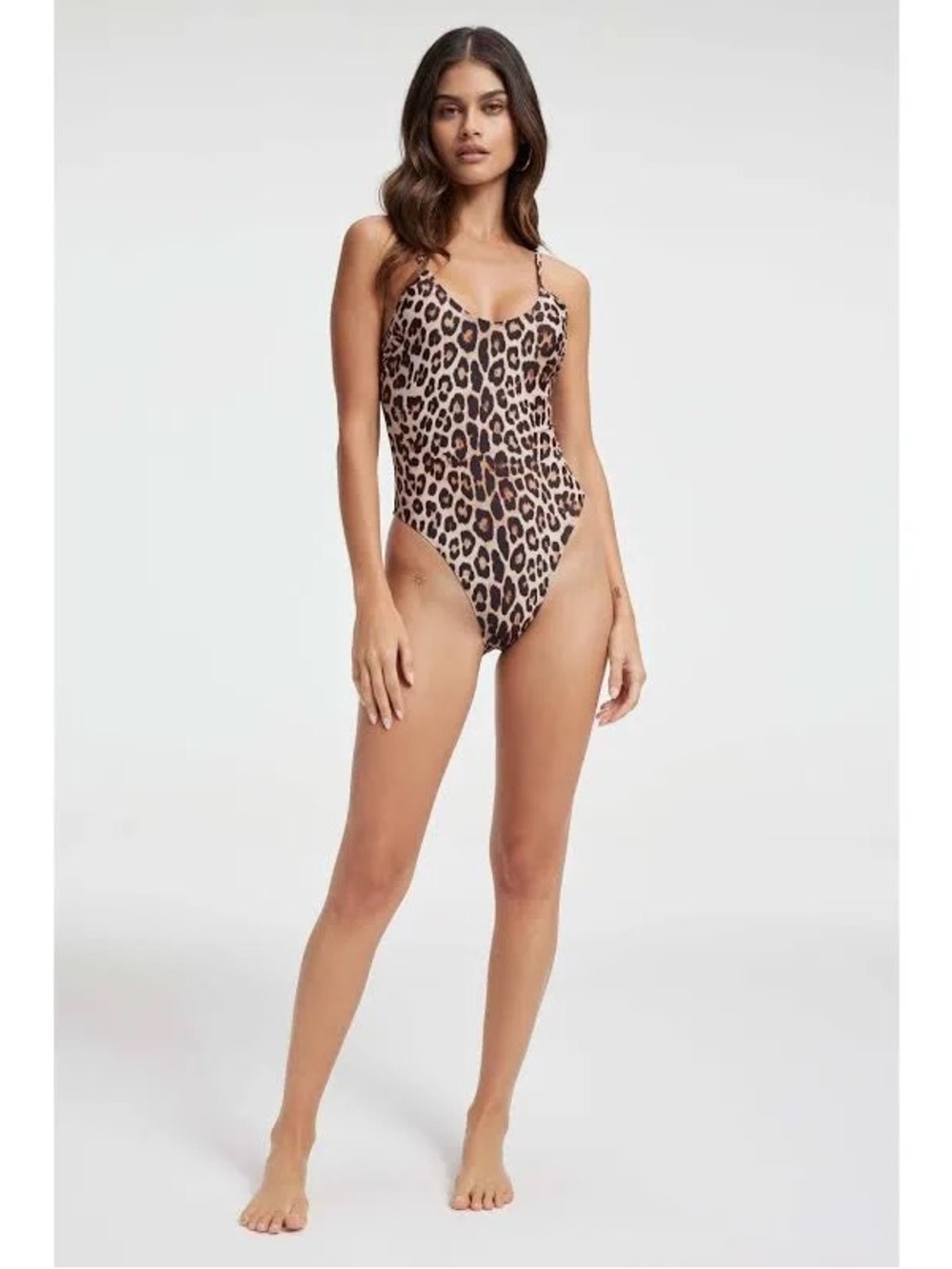 NEW Good American Always Sunny Leopard Print One Piece Swimsuit Sz 1/Small